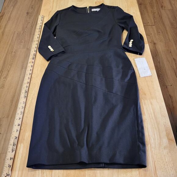 New With Tag Giuliana Rancic Black Knit Long Sleeve Gold Button Pencil 17" p2p - Picture 1 of 12